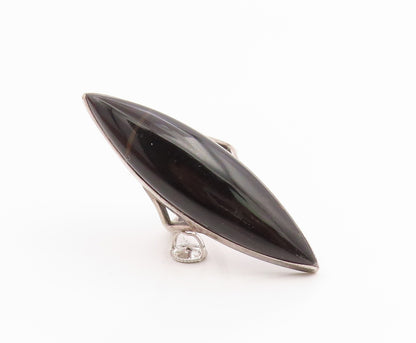 925 Sterling Silver Vintage Ring Marquise Shape Black Onyx Band  Sz 5.5  RG35454
