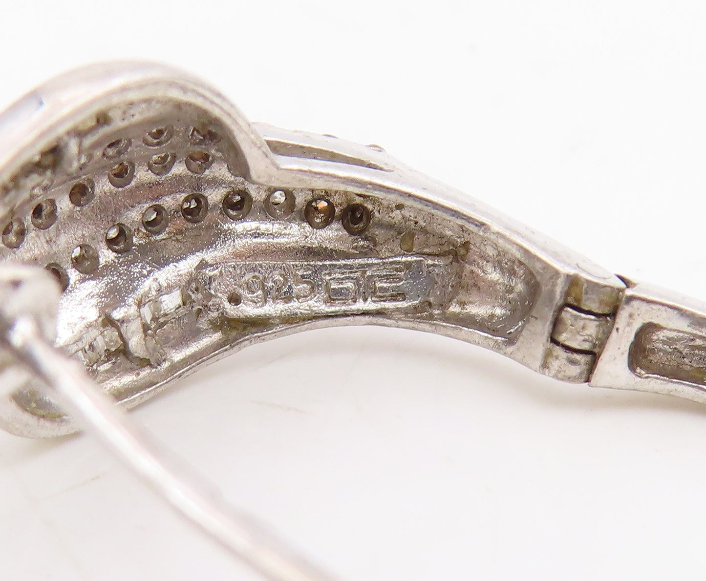 925 Sterling Silver Vintage Earrings Real Diamonds Designer Single Piece EG14287