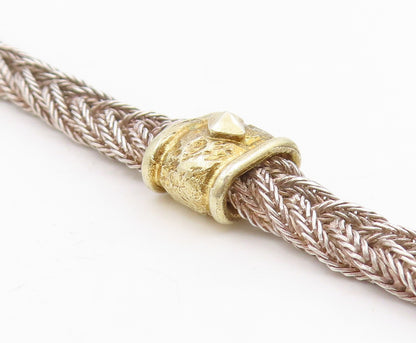 925 Sterling Silver Vintage Necklace ANTIOCH Two Tone Braided Rope Tassel NE4876
