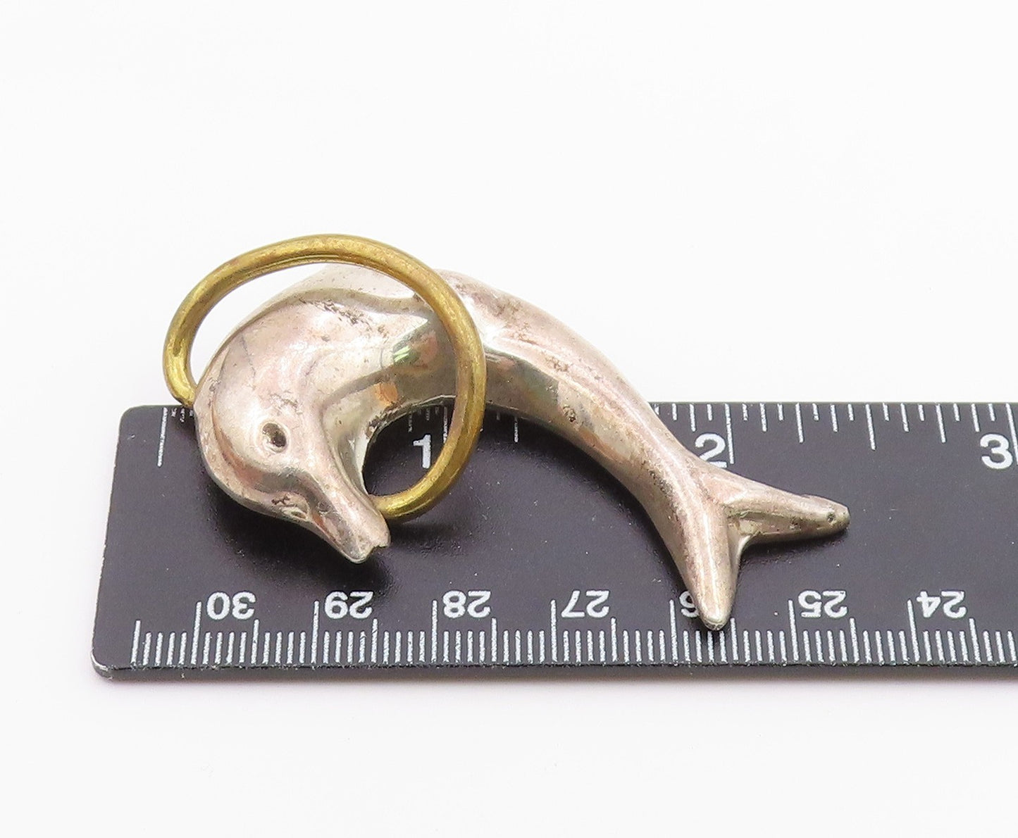 MEXICO 925 Sterling Silver  Vintage Leaping Dolphin 2 Tone Brooch Pin  BP6502