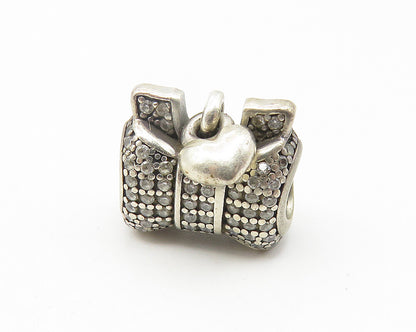 ALE PANDORA 925 Silver  Vintage Topaz Encrusted Love Heart Bow Pendant  PT8865