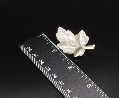 JEWELART 925 Silver  Vintage Mesh Textured Maple Leaf Brooch Pin  BP10017