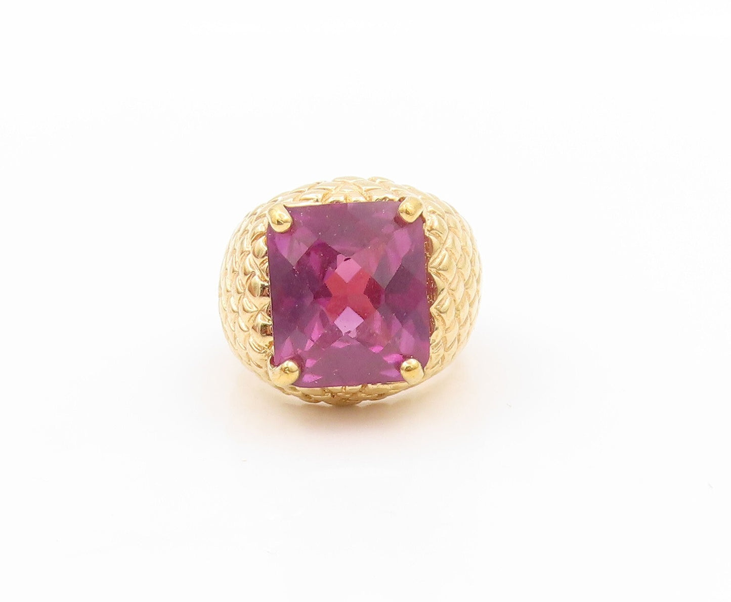 925 Sterling Silver Vintage Ring DAVID SIGAL Gold Plated Square CZ SZ 6  RG31960