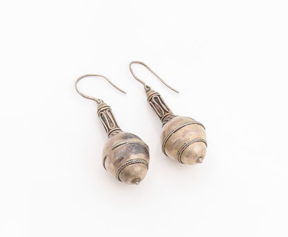 925 Sterling Silver Vintage Earrings Classic Bohemian Gada Shape Dangles EG13758