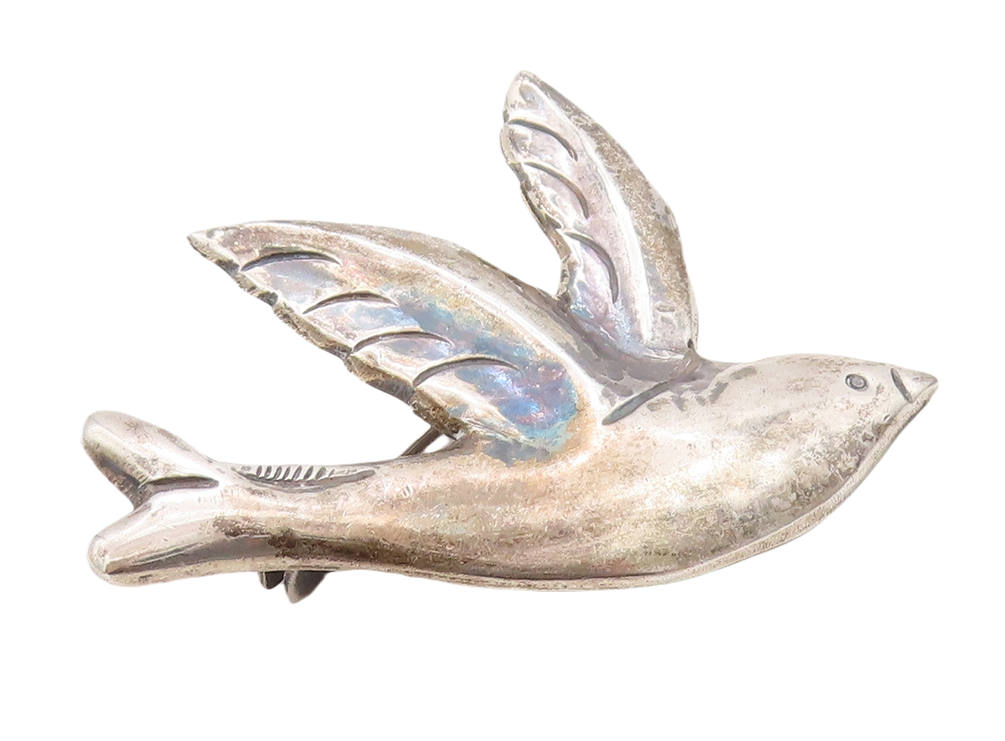 925 Sterling Silver Vintage Brooch Pin MEXICO Cutout Flying Sparrow  BP11214