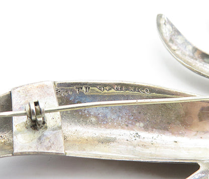 MEXICO 925 Sterling Silver  Vintage Dark Tone Modernist Brooch Pin  BP2505