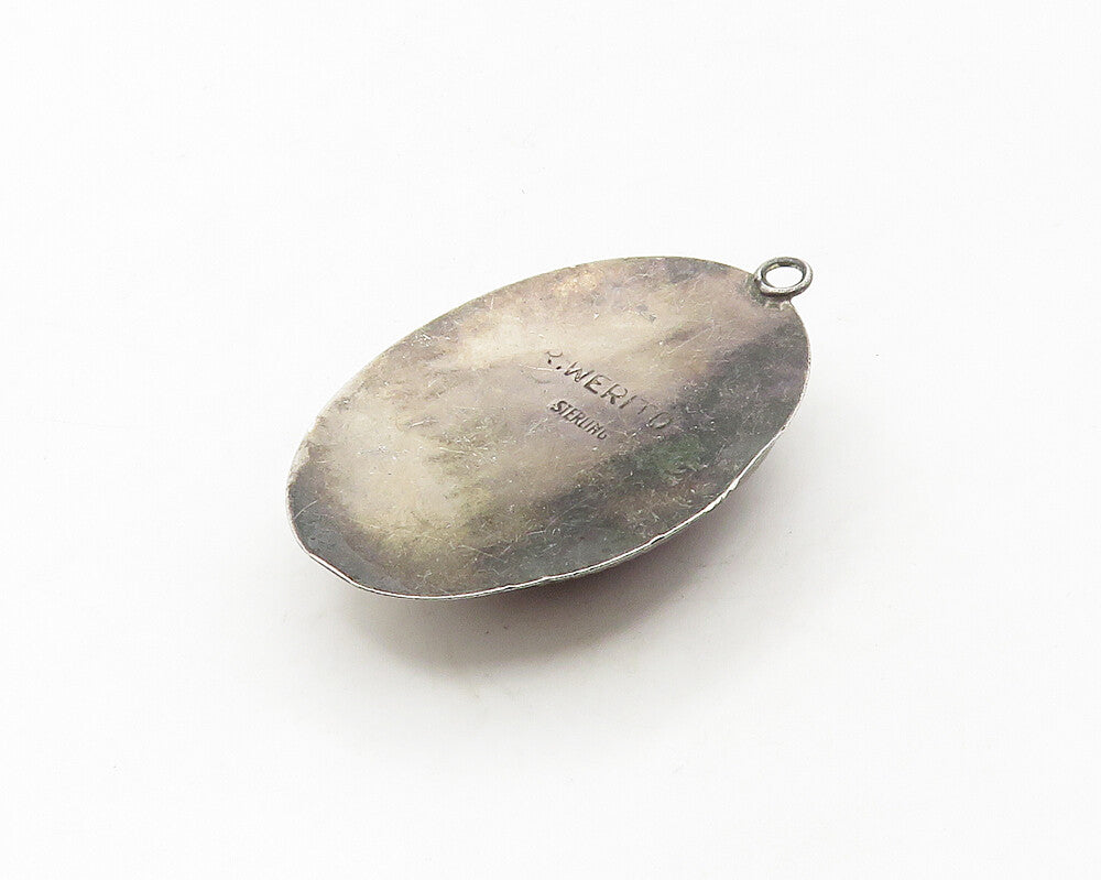 RICK WERITO NAVAJO 925 Silver   Vintage Cabochon Red Jasper Pendant  PT13811