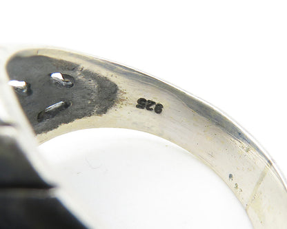 925 Sterling Silver   Black Hematite Floral Vine Cocktail Ring Sz 6  RG11662