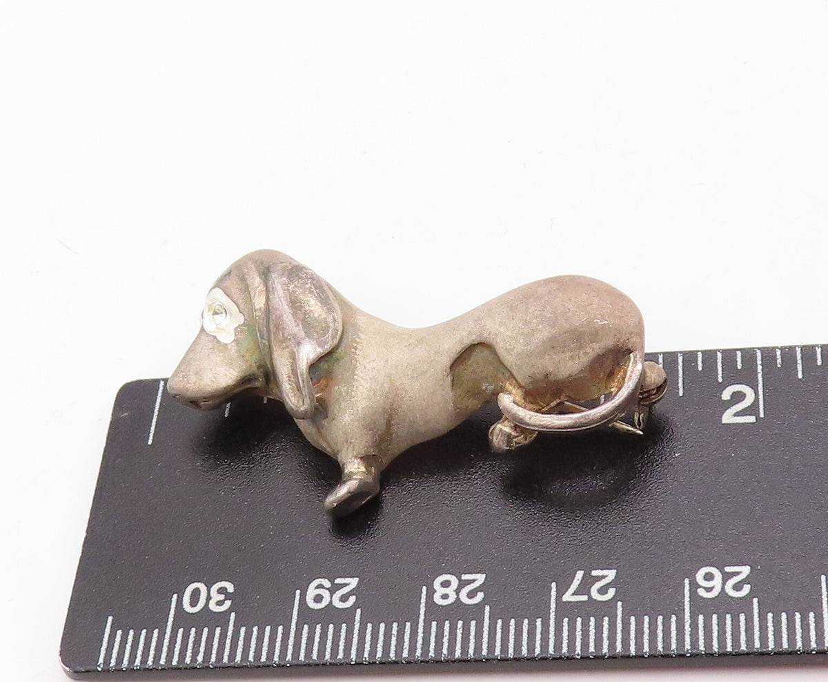 925 Sterling Silver Vintage Brooch Pin Solid Cutout Small Dog  BP11293