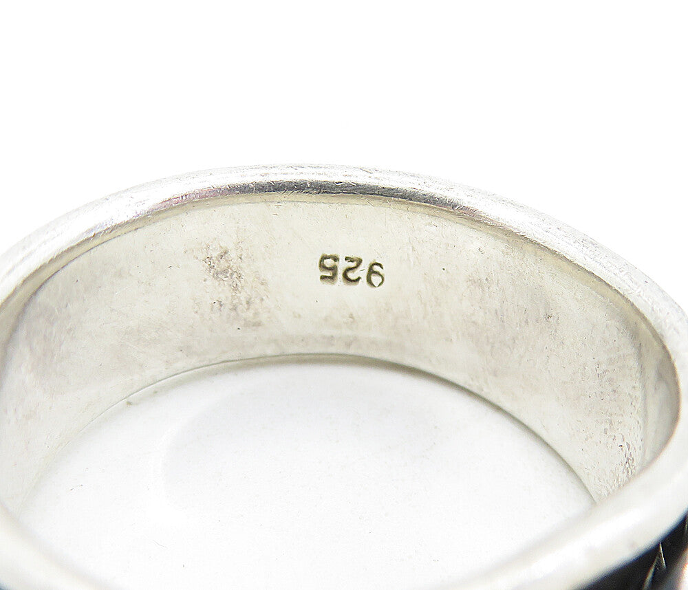 925 Sterling Silver  Vintage Raised Braided Design Band Ring Sz 12.5  RG5857