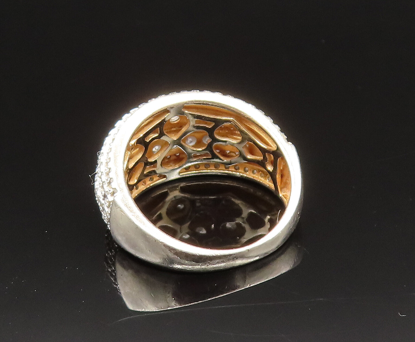 925 Sterling Silver  Vintage Multi Stone Topaz Dome Ring Sz 7.5  RG25653