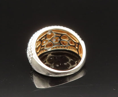 925 Sterling Silver  Vintage Multi Stone Topaz Dome Ring Sz 7.5  RG25653