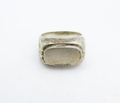 925 Sterling Silver  Vintage Antique Rustic Square Dome Band Ring Sz 7  RG4883