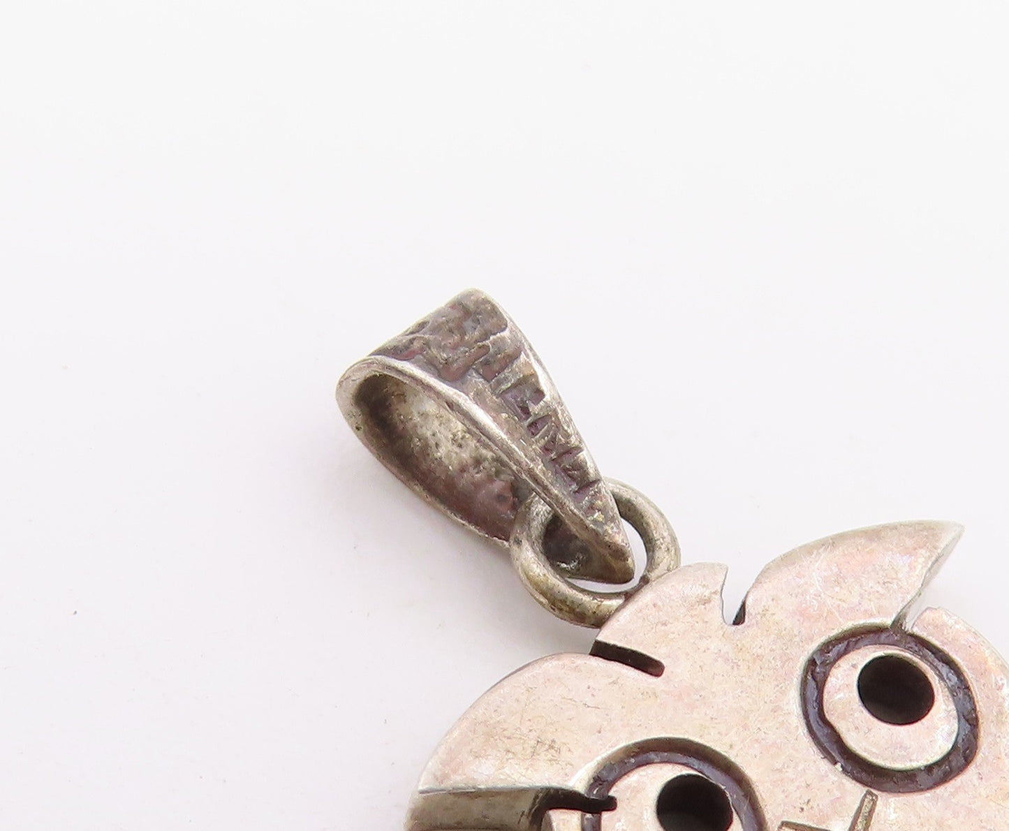 925 Sterling Silver Vintage Pendant MEXICO Textured Wise Owl Charm  PT26507