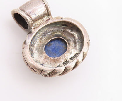 925 Sterling Silver Vintage Pendant Oval Cabochon Lapis Lazuli Charm   PT25630