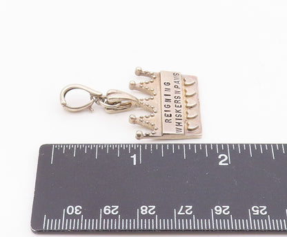 SILVER BONES 925 Silver  Vintage Reigning Whiskers Crown Pendant  PT19850
