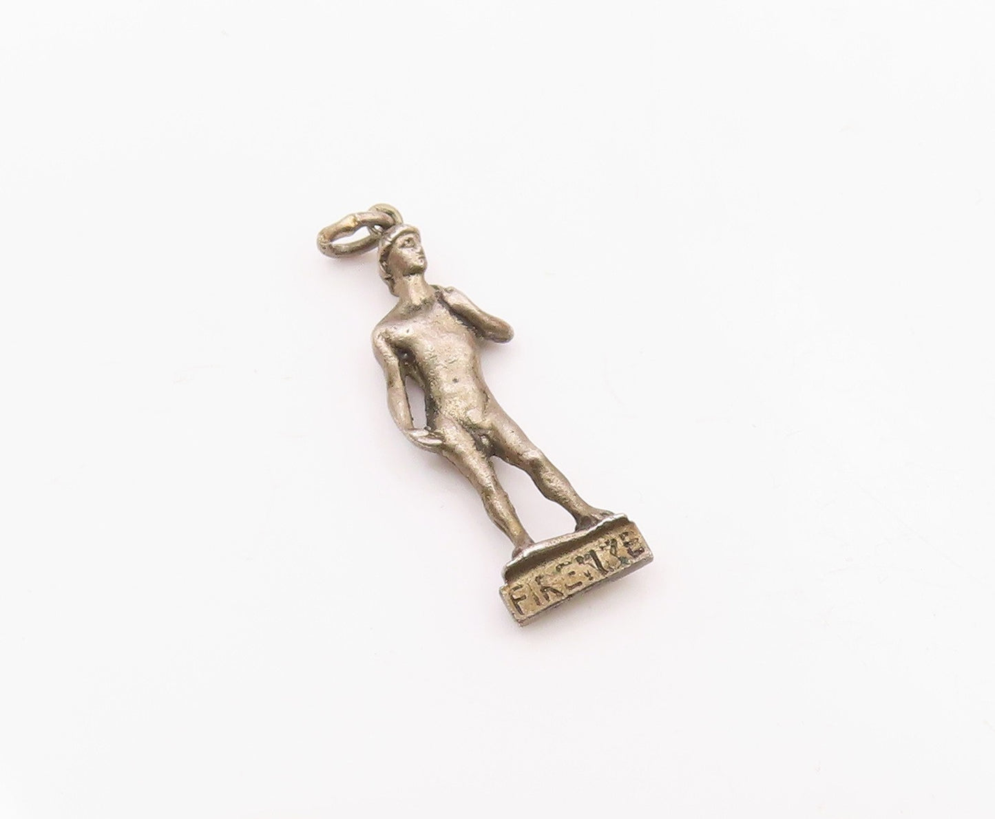 925 Sterling Silver  Vintage Petite Male Statue Dark Tone Pendant  PT18468