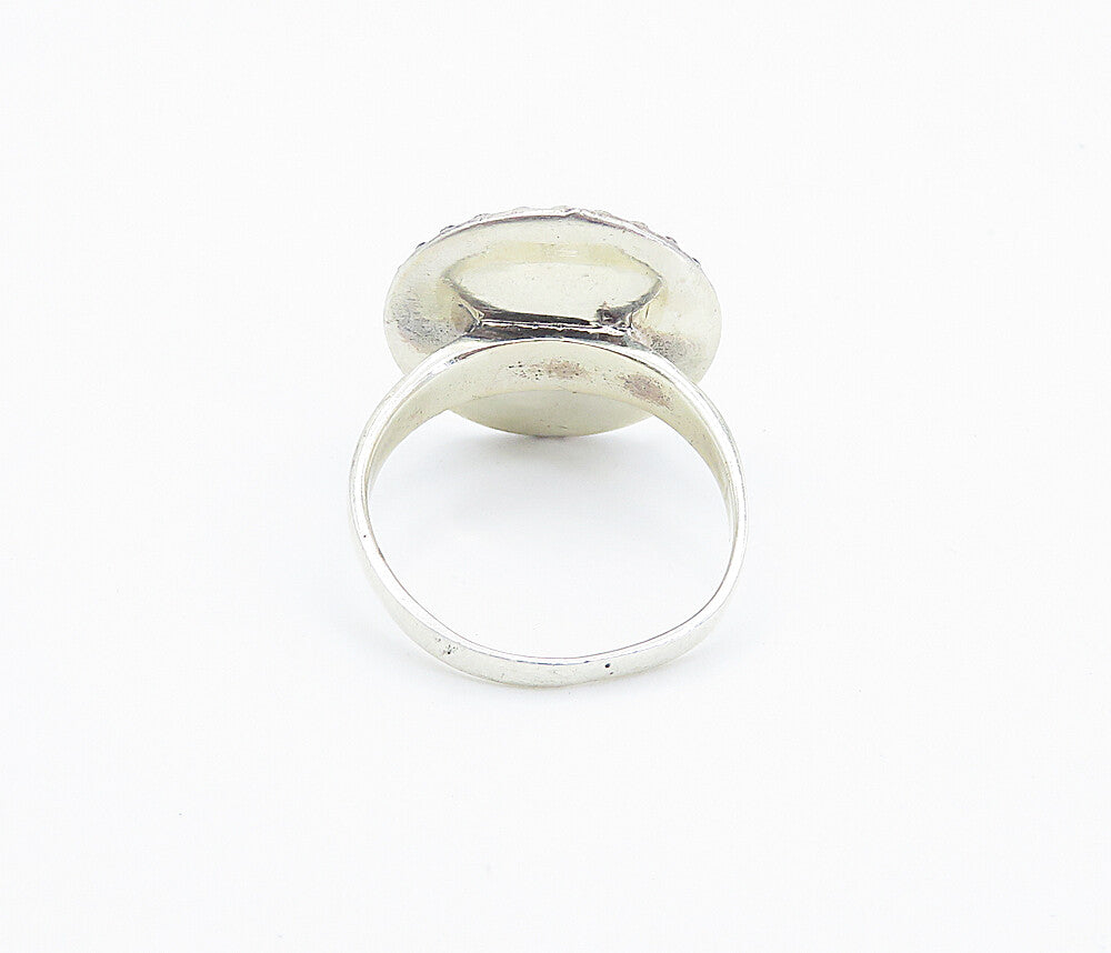 925 Sterling Silver  Om Spiritual Symbol Polished Cocktail Ring Sz 8.5  RG8477