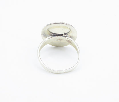 925 Sterling Silver  Om Spiritual Symbol Polished Cocktail Ring Sz 8.5  RG8477