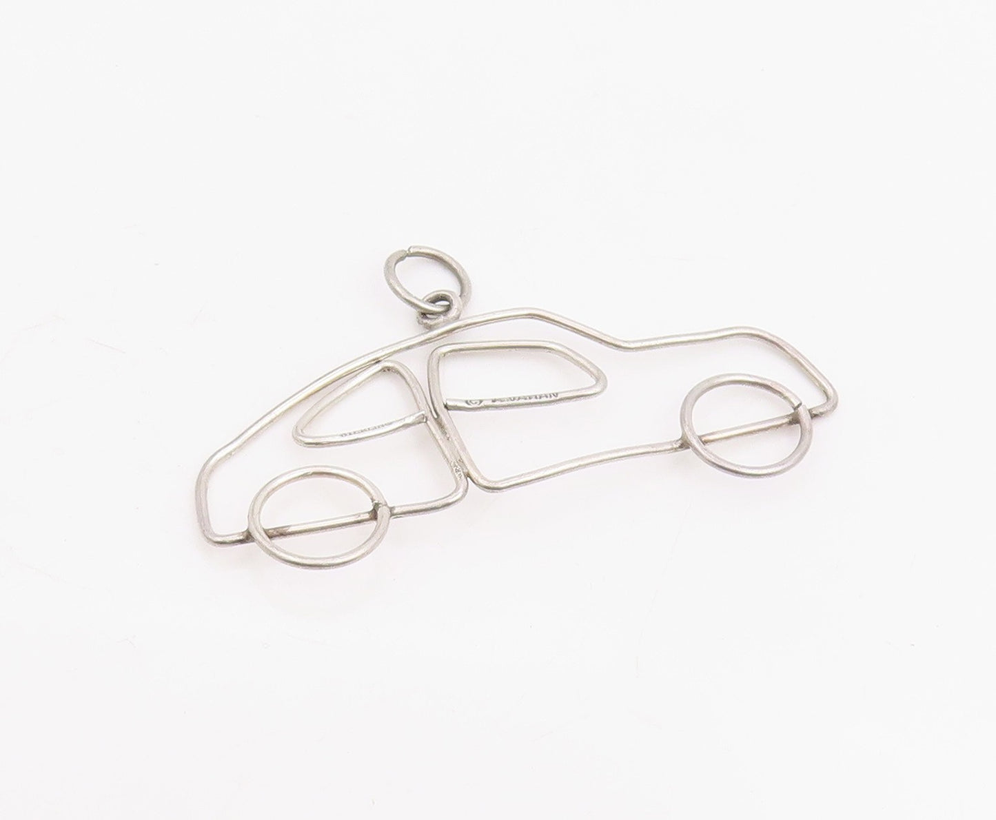925 Sterling Silver Vintage Pendant ALWAND VAHAN Classic Wireframe Car  PT25853