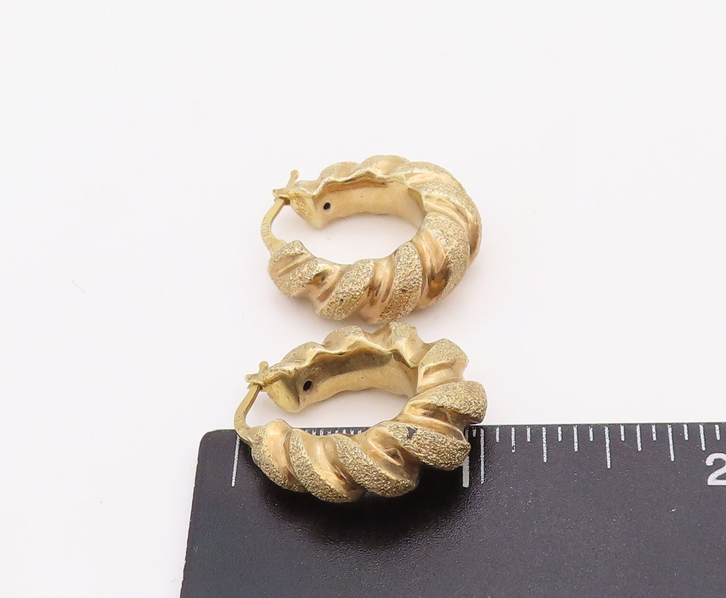 925 Sterling Silver Vintage Earrings Gold Plated Twisted Rope Carved  EG13191