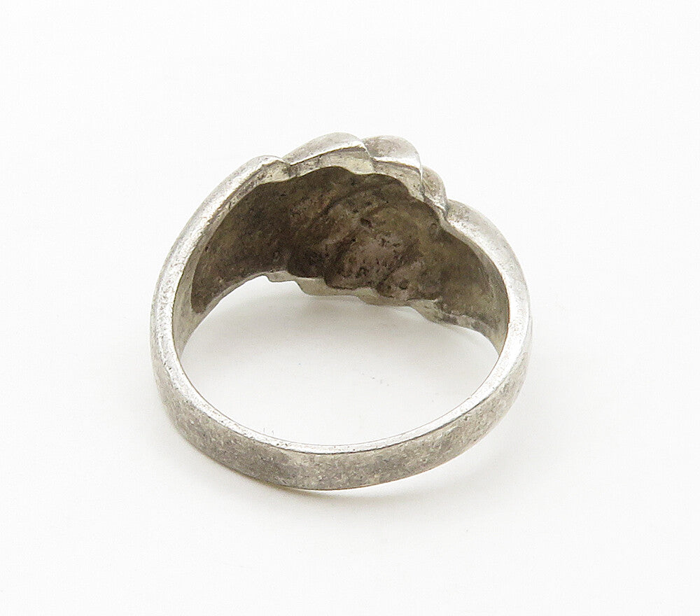 925 Sterling Silver  Vintage Dark Tone Fluted Dome Band Ring Sz 7  RG15792