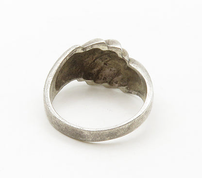 925 Sterling Silver  Vintage Dark Tone Fluted Dome Band Ring Sz 7  RG15792