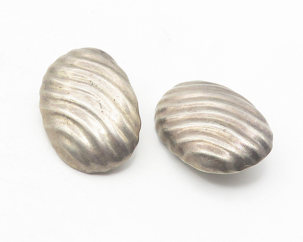 MEXICO 925 Sterling Silver  Vintage Oval Swirl Non Pierce Earrings  EG6029
