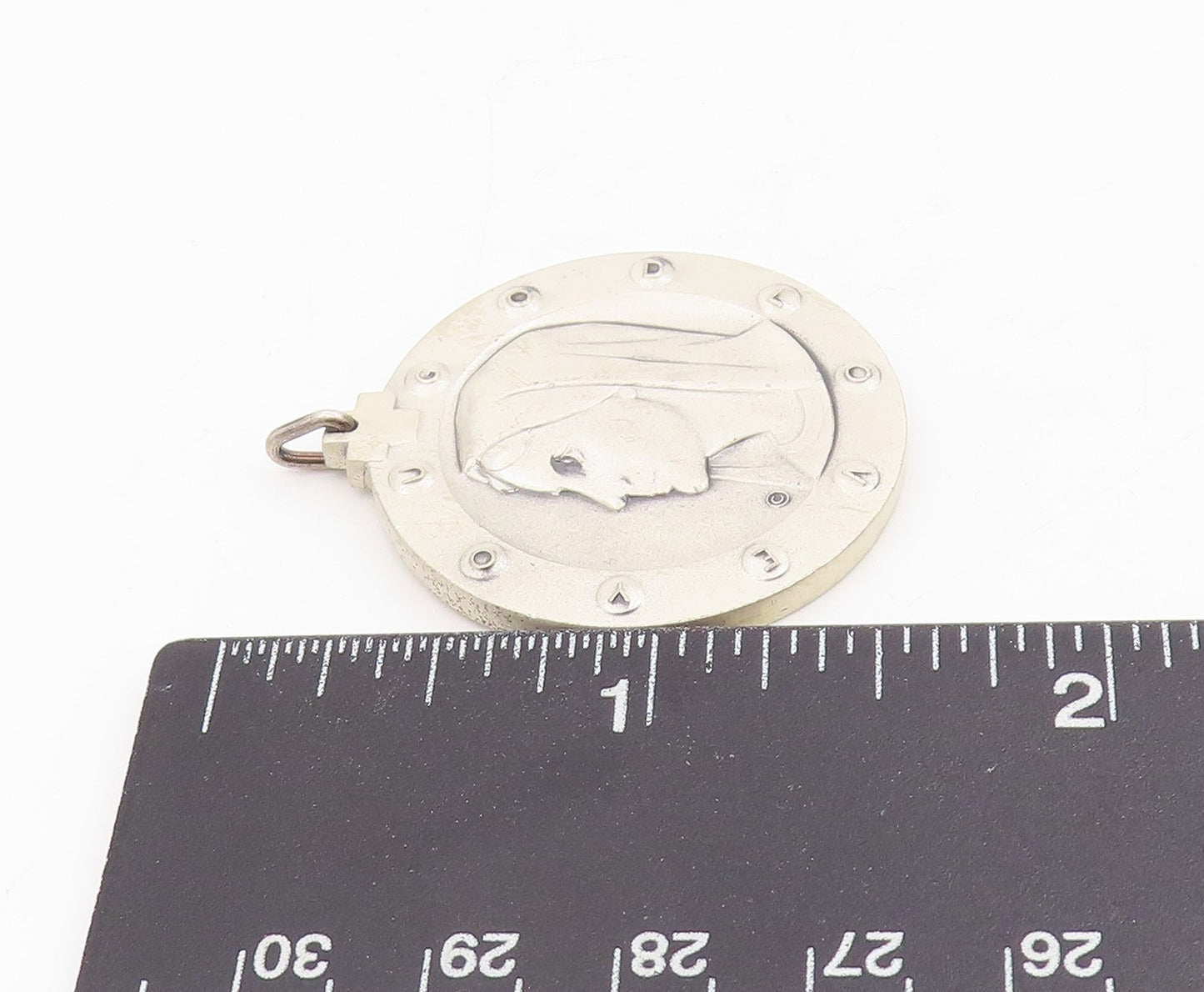 925 Sterling Silver Vintage Pendant God Love You Mother Mary Medallion  PT25705