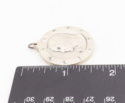 925 Sterling Silver Vintage Pendant God Love You Mother Mary Medallion  PT25705