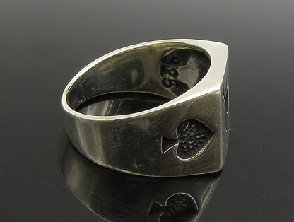 925 Sterling Silver  Vintage Ace Of Spades Poker Card Ring Sz 10  RG24242