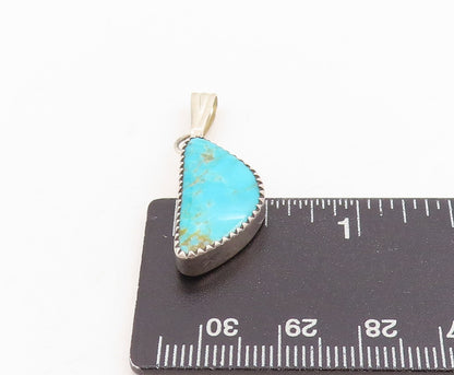 925 Sterling Silver Vintage Pendant Blue Turquoise Geometric Triangle   PT25313