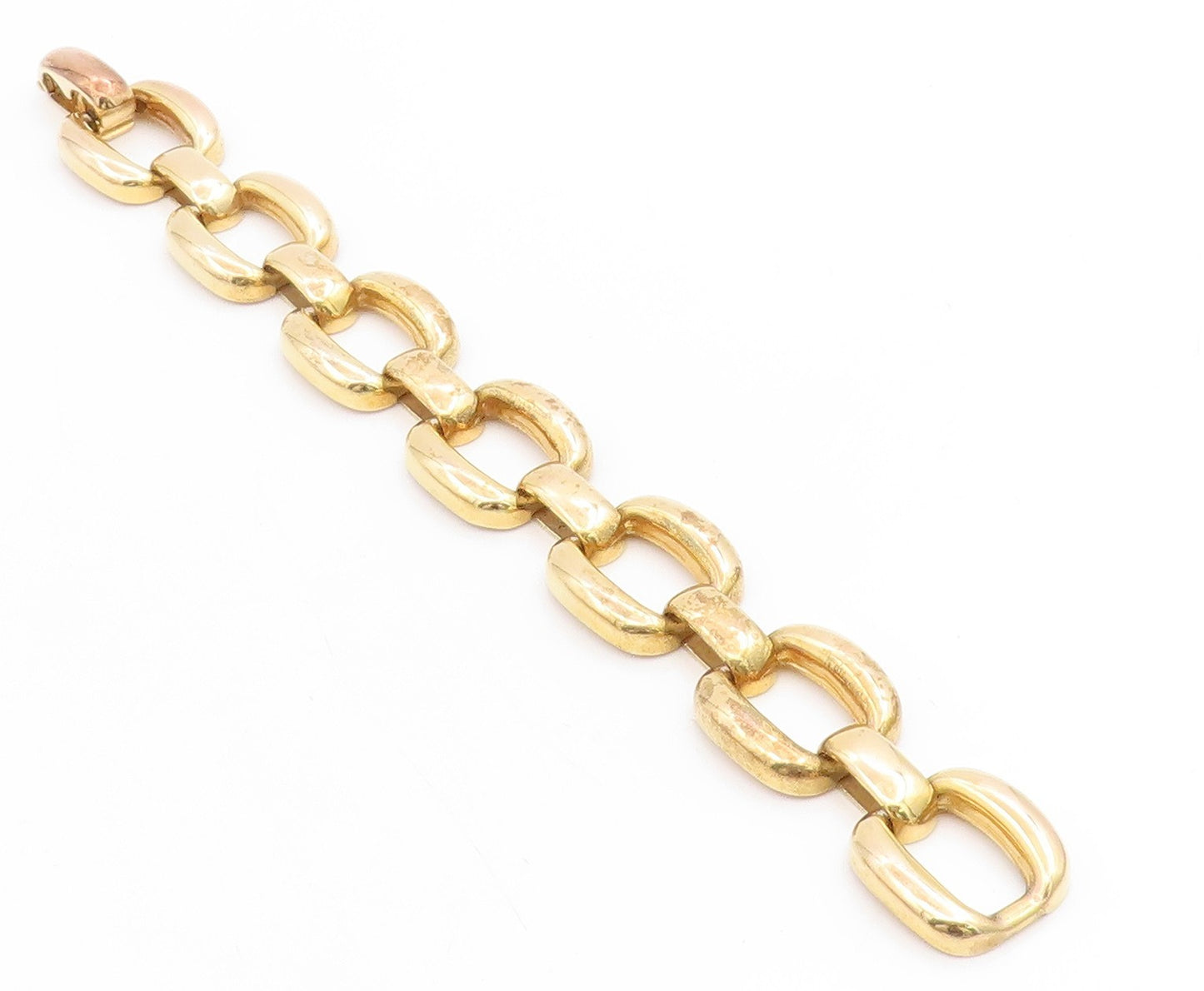 925 Sterling Silver Vintage Bracelet Gold Plated Interlocking Chain BT11735