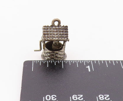 BEAU 925 Silver  Vintage Antique Wishing Water Well Drop Pendant  PT21718