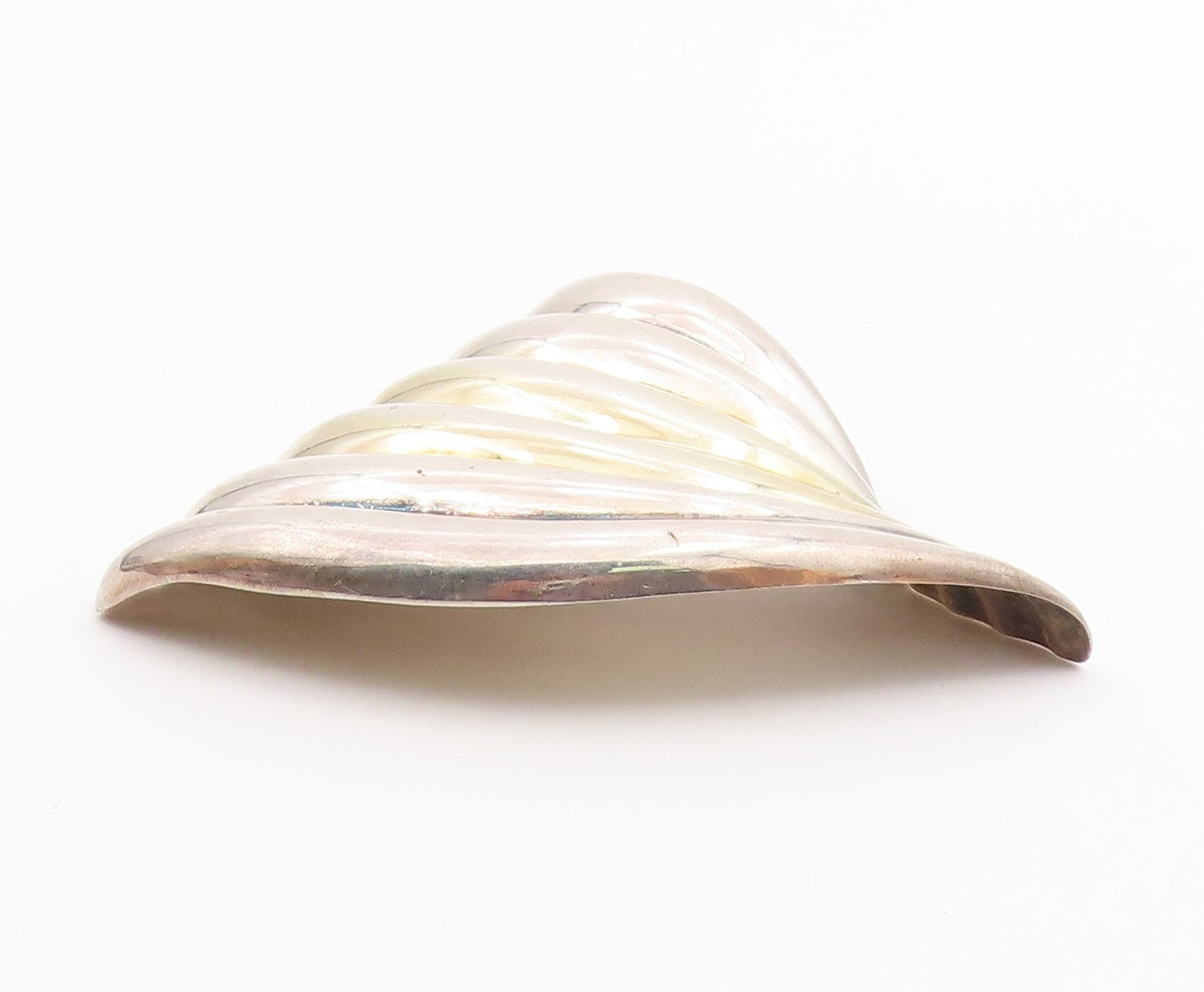MEXICO 925 Sterling Silver  Vintage Modernist Fluted Wing Brooch Pin  BP4336