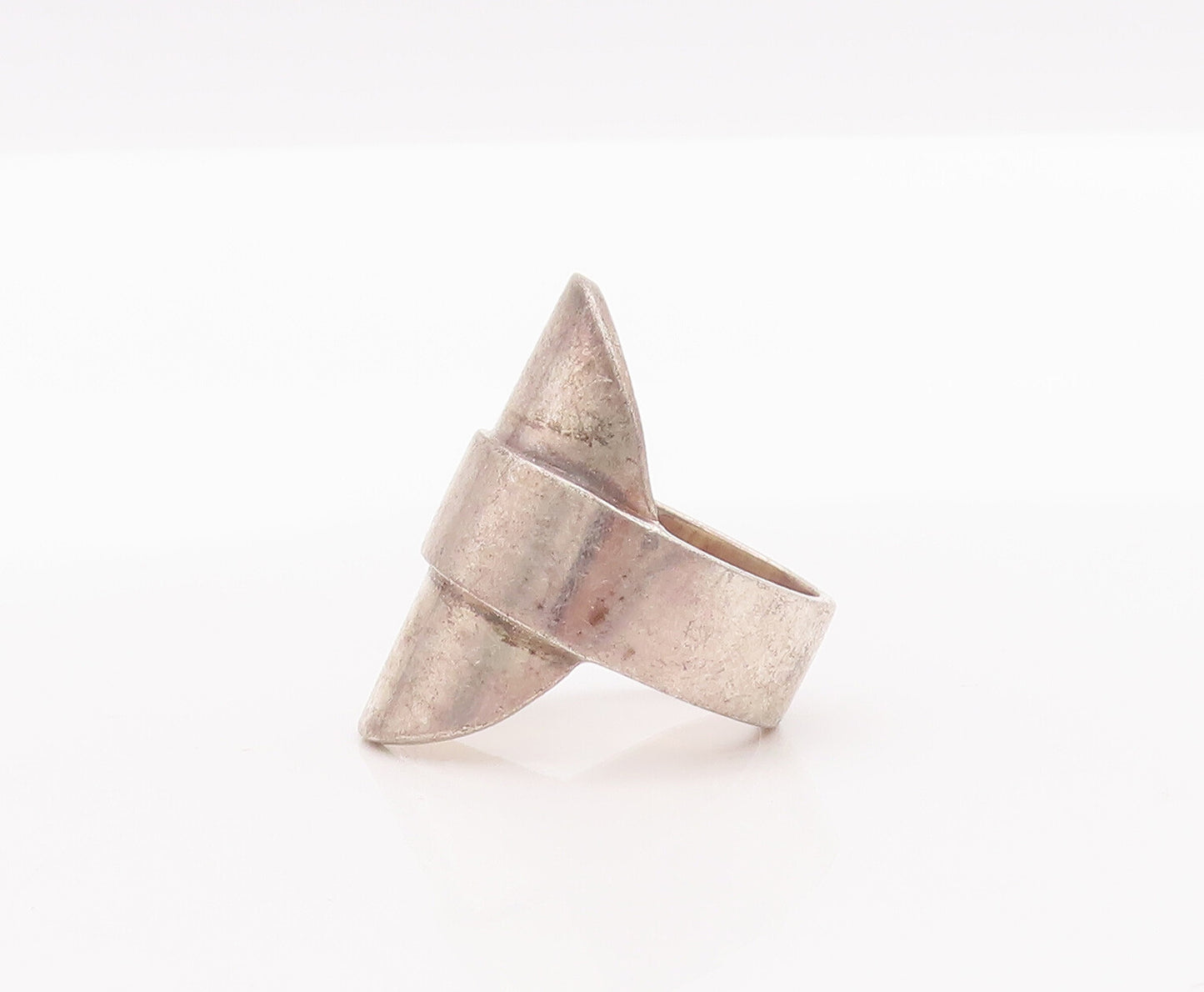 925 Sterling Silver Vintage Ring EUROPE Solid Round Plate Carved Sz 6.5  RG28440