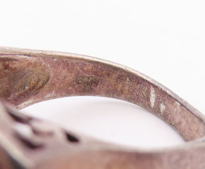 925 Sterling Silver Vintage Ring Intricate Open Scrollwork Signet  Sz 8  RG34253
