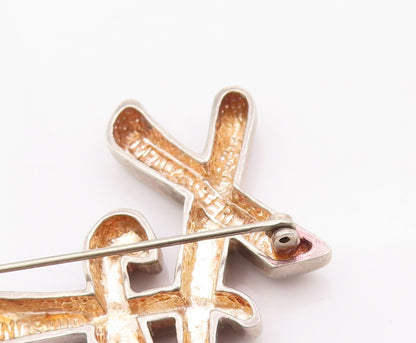 925 Sterling Silver Vintage Brooch Pin MFA Carved Word Saying Friendship BP10842