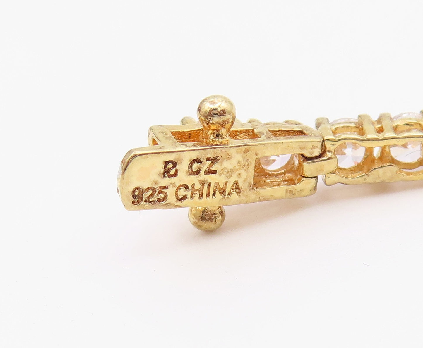 ROSS SIMON 925 Silver  Cubic Zirconia Shiny Gold Plated Tennis Bracelet BT5572