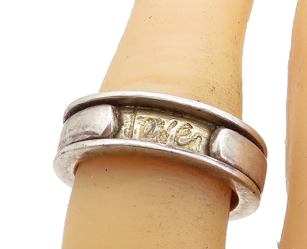 925 Sterling Silver  Vintage Live Laugh Love Etched Band Ring Sz 6.5  RG6004