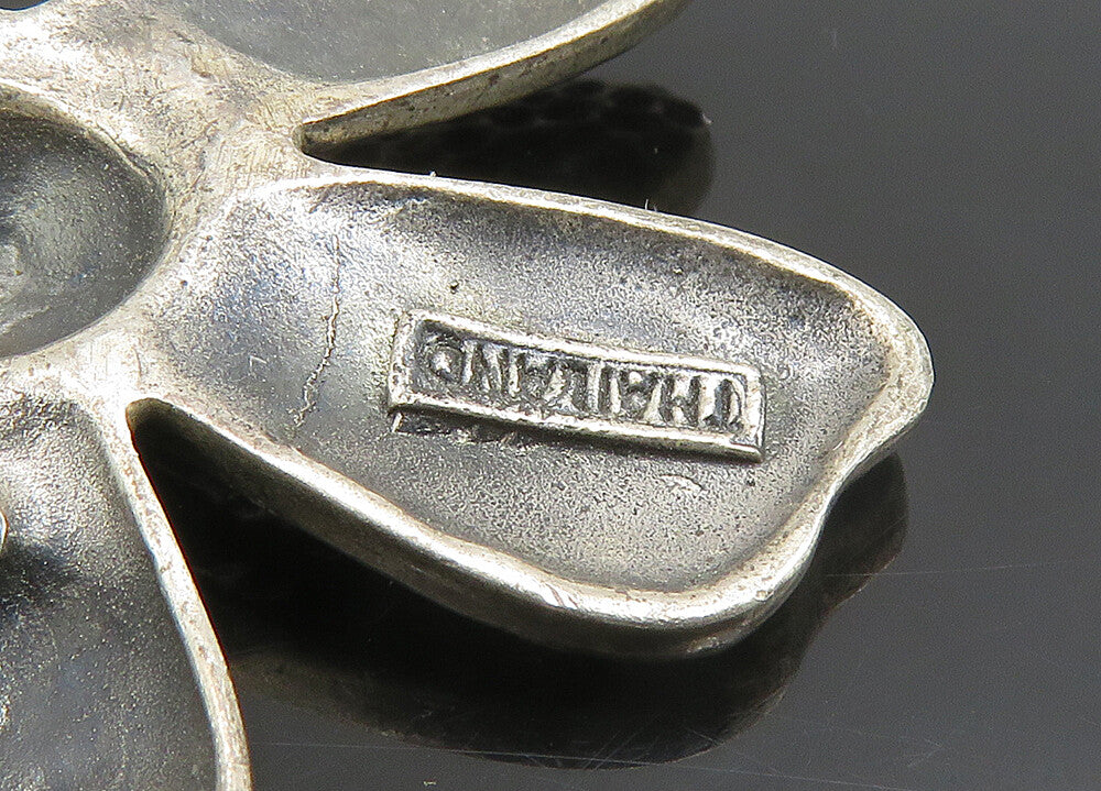 SILPADA 925 Silver  Vintage Dark Tone Hammered Flower Motif Pendant  PT19143