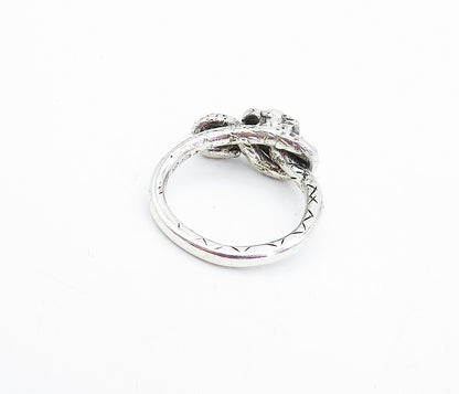925 Sterling Silver Vintage Snake Head & Tail Motif Band Ring Sz 8 RG3649