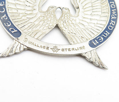 WALLACE 925 Sterling Silver Vintage Peace On Earth Doves Pendant  PT3400