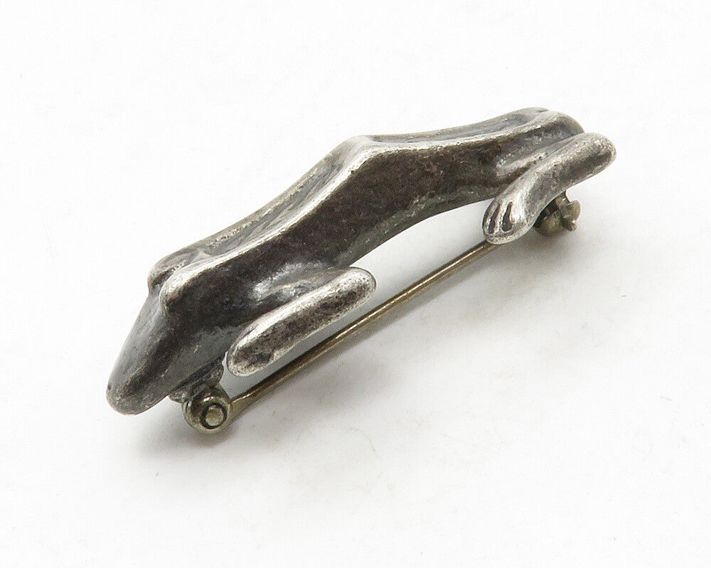 925 Sterling Silver  Vintage Antique Frog Like Detail Brooch Pin  BP4964
