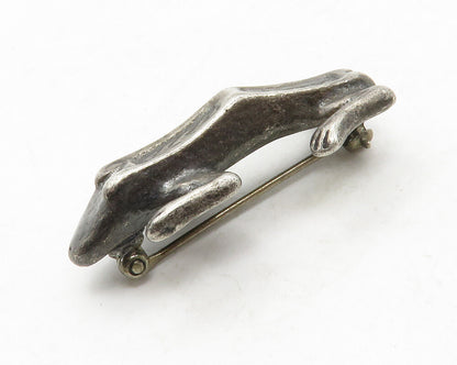 925 Sterling Silver  Vintage Antique Frog Like Detail Brooch Pin  BP4964