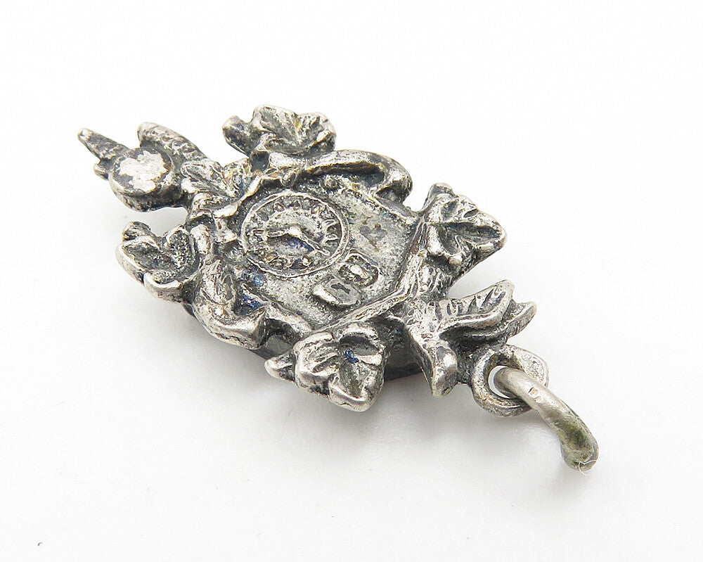 925 Sterling Silver  Vintage Dark Tone Cuckoo Clock Motif Pendant  PT8146