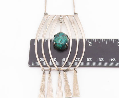 925 Sterling Silver Vintage Necklace ISRAEL Eilat Stone Chandelier Chain  NE4814
