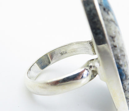 925 Sterling Silver Multi Color Spotted Jasper Cocktail Ring Sz 6.5 RG8336