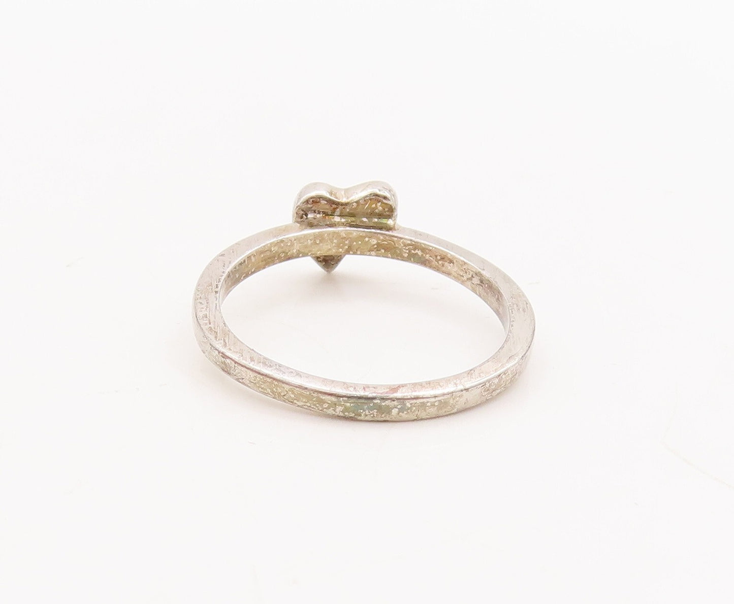 925 Sterling Silver Vintage Ring Minimalist Cutout Love Heart  Sz 7  RG29157