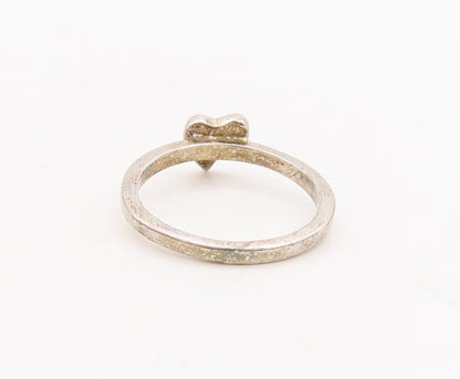 925 Sterling Silver Vintage Ring Minimalist Cutout Love Heart  Sz 7  RG29157